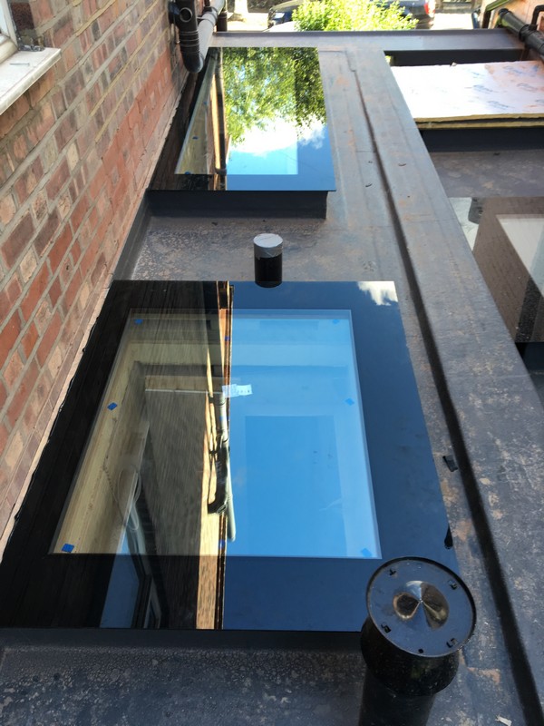 Multiple flat roof skylights on extension in Dulwich